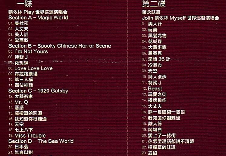 JOLIN蔡依林play+myself世界巡回現場演唱會高清DVD碟片光盤正版